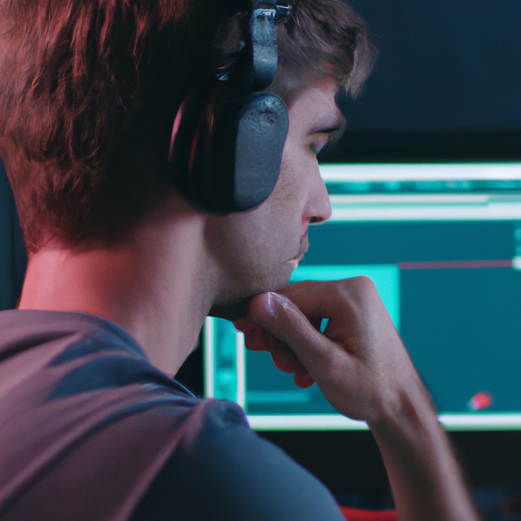 Alumno revisando timeline en DaVinci Resolve con auriculares