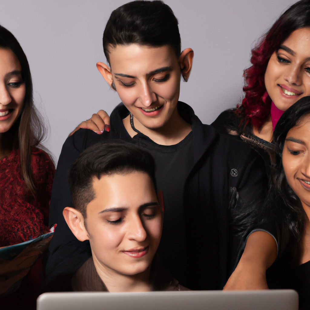 Alumnos de MontajePro sonríen en estudio de edición con portátiles